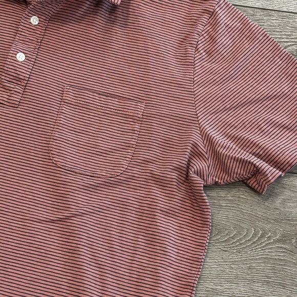 Faherty Polo Shirt Mens XL Pink Blue Striped Beach Preppy Cotton - Picture 3 of 8